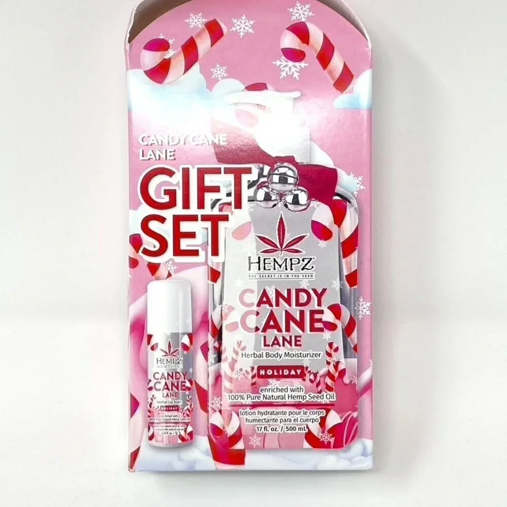 HEMPZ Candy Cane Lane Gift Set Limited Edition Body Lotion Lip Balm